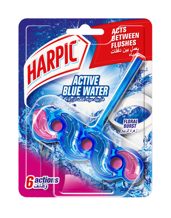 Harpic Active Water Rim Toilet Cleaner 6 actions, acts between flushes.
